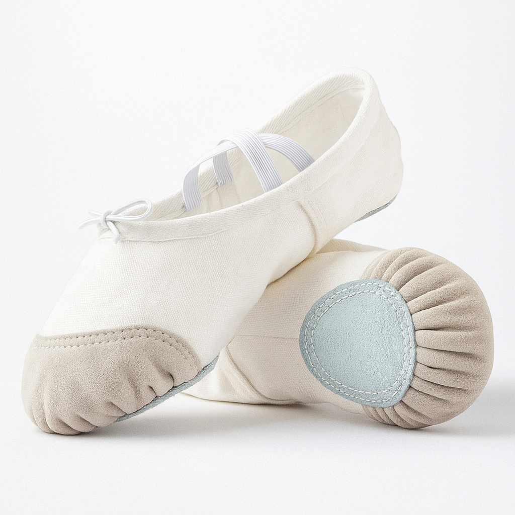 ZAPATILLAS MEDIA PUNTA NIÑA BLANCO 7701 LONA Y GAMUZA BALLET - 2