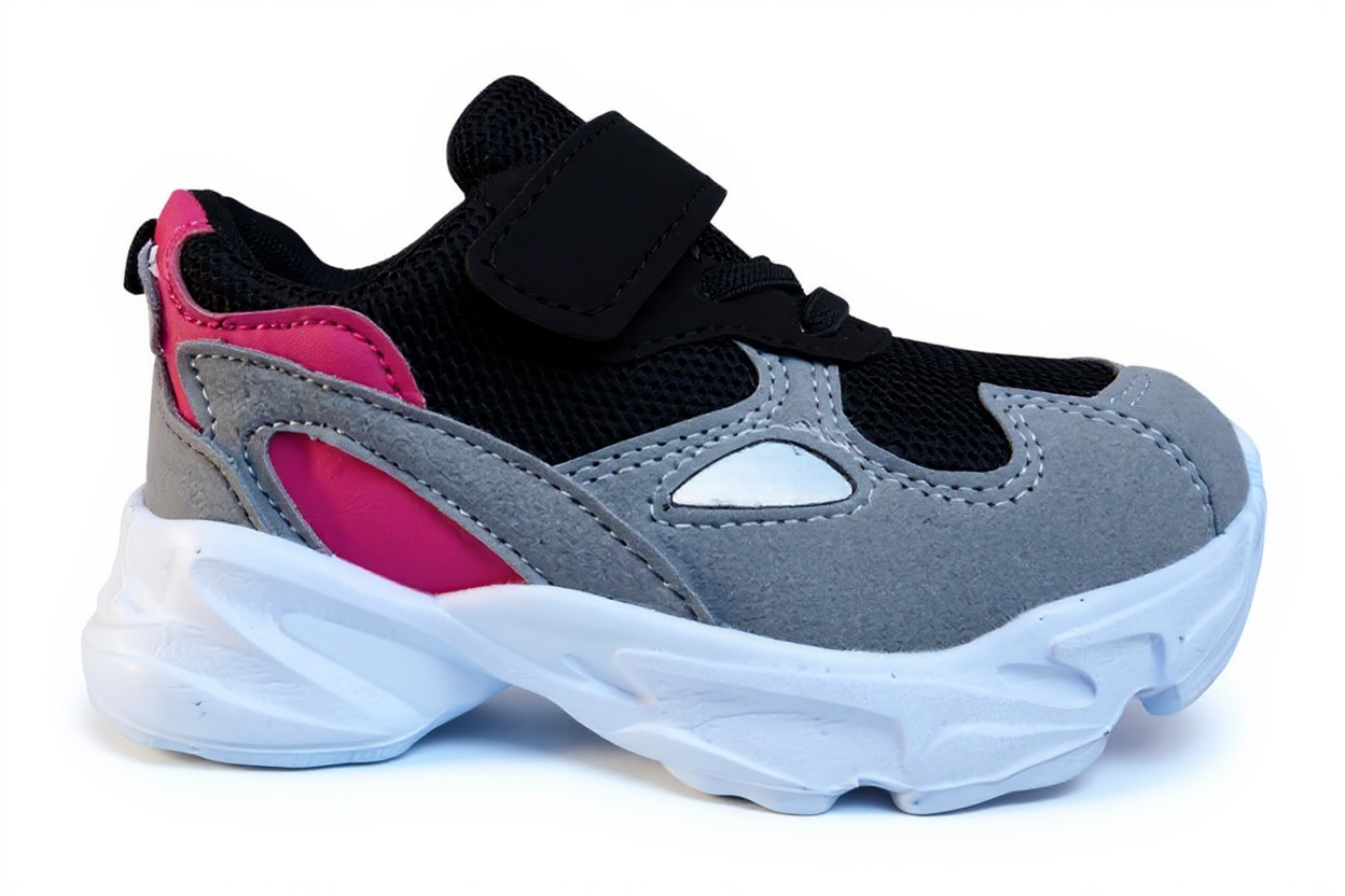 ZAPATILLAS INFANTILES URBANAS DEPORTIVAS VELCRO TALLA 29 GRIS ROSA 7161 - 3
