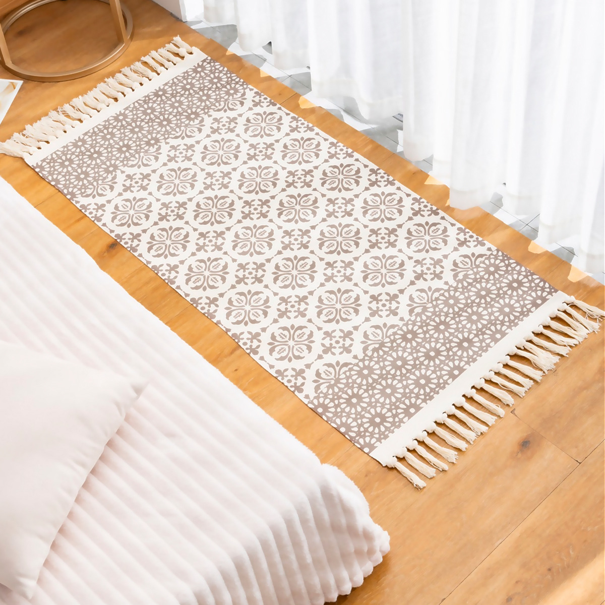 BAJADA DE CAMA 60X130 CM DE LINO CON DISEÑO CLÁSICO 746 - 1