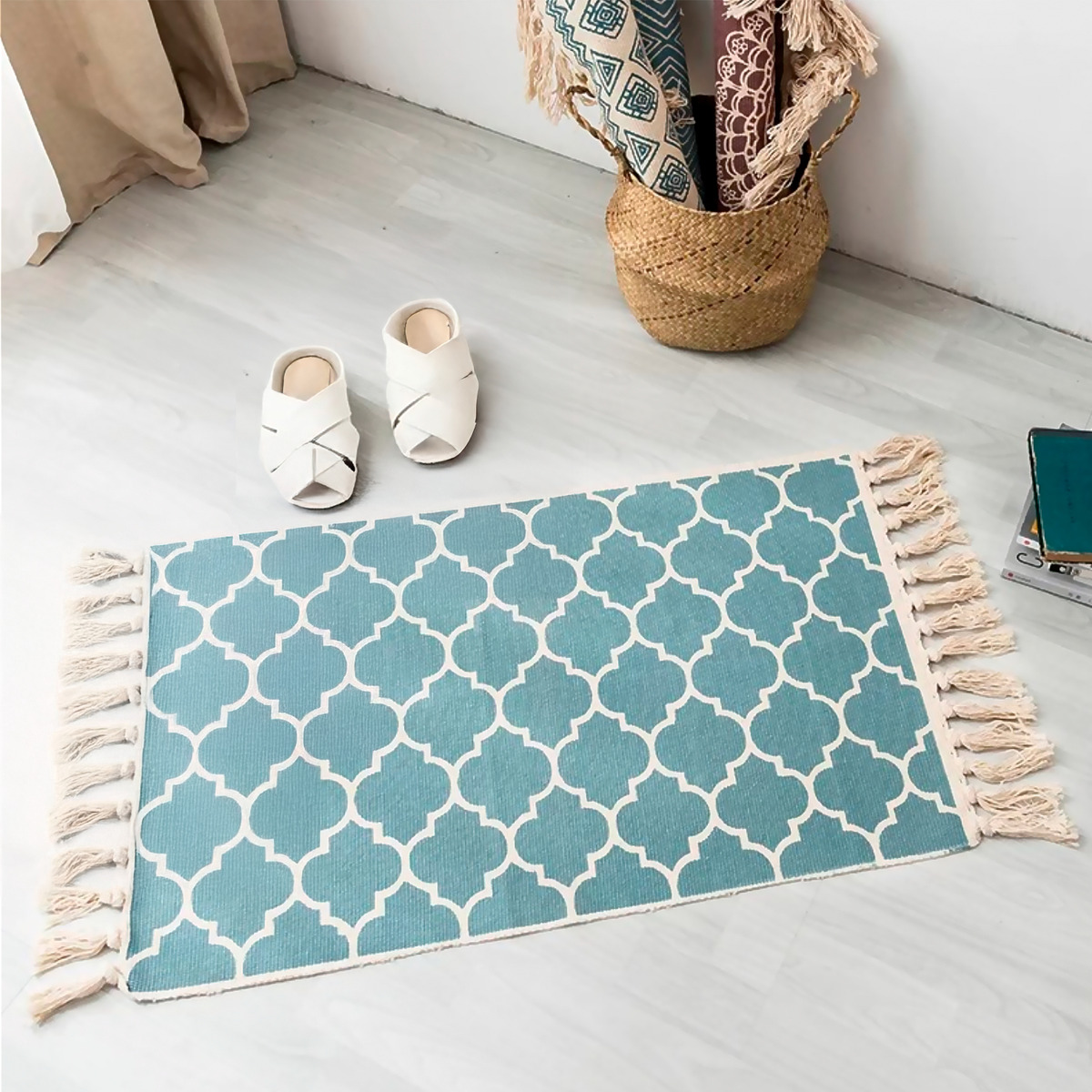 BAJADA DE CAMA 60X130 CM DISEÑO MARROQUÍ LINO ELEGANTE 742 - 1