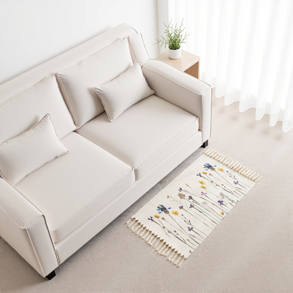 BAJADA DE CAMA 60X90CM LINO CON DISEÑO FLORAL 730 - 1