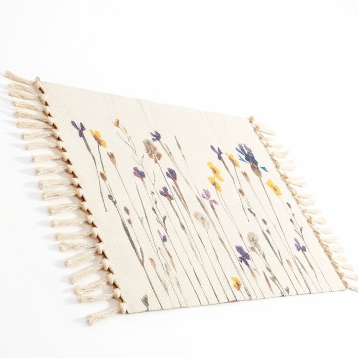 BAJADA DE CAMA 60X90CM LINO CON DISEÑO FLORAL 730 - 3