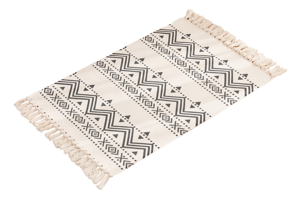 BAJADA DE CAMA 60X90 CM DE LINO CON DISEÑO ÉTNICO EN COLOR NEGRO 738 - 2