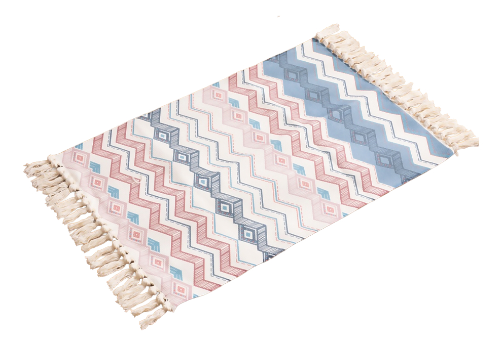BAJADA DE CAMA 60X90 CM DE LINO CON DISEÑO ZIGZAG PASTEL 737 - 2