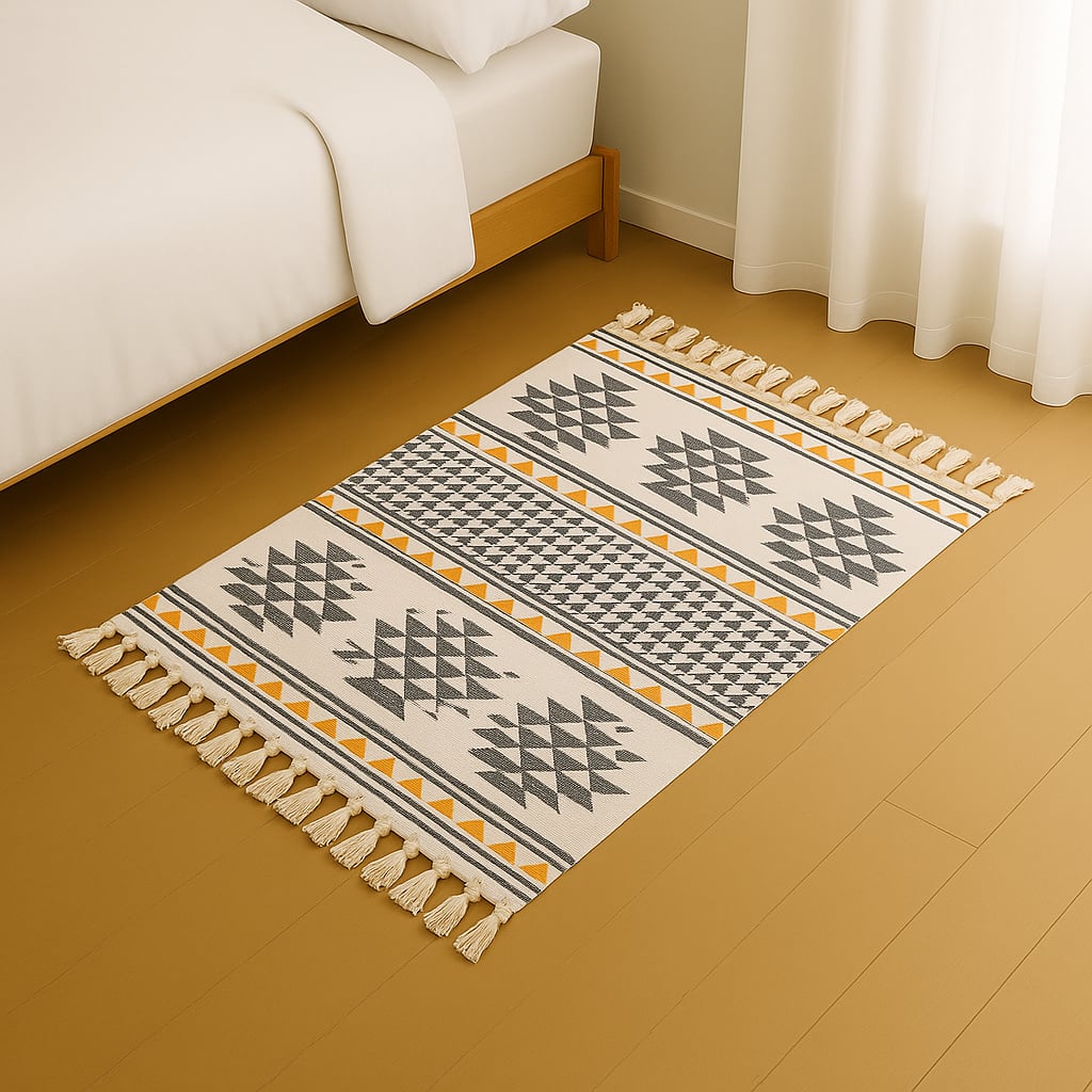 BAJADA DE CAMA ELEGANTE 60X90CM LINO GRUESO GEOMÉTRICO 734 - 1