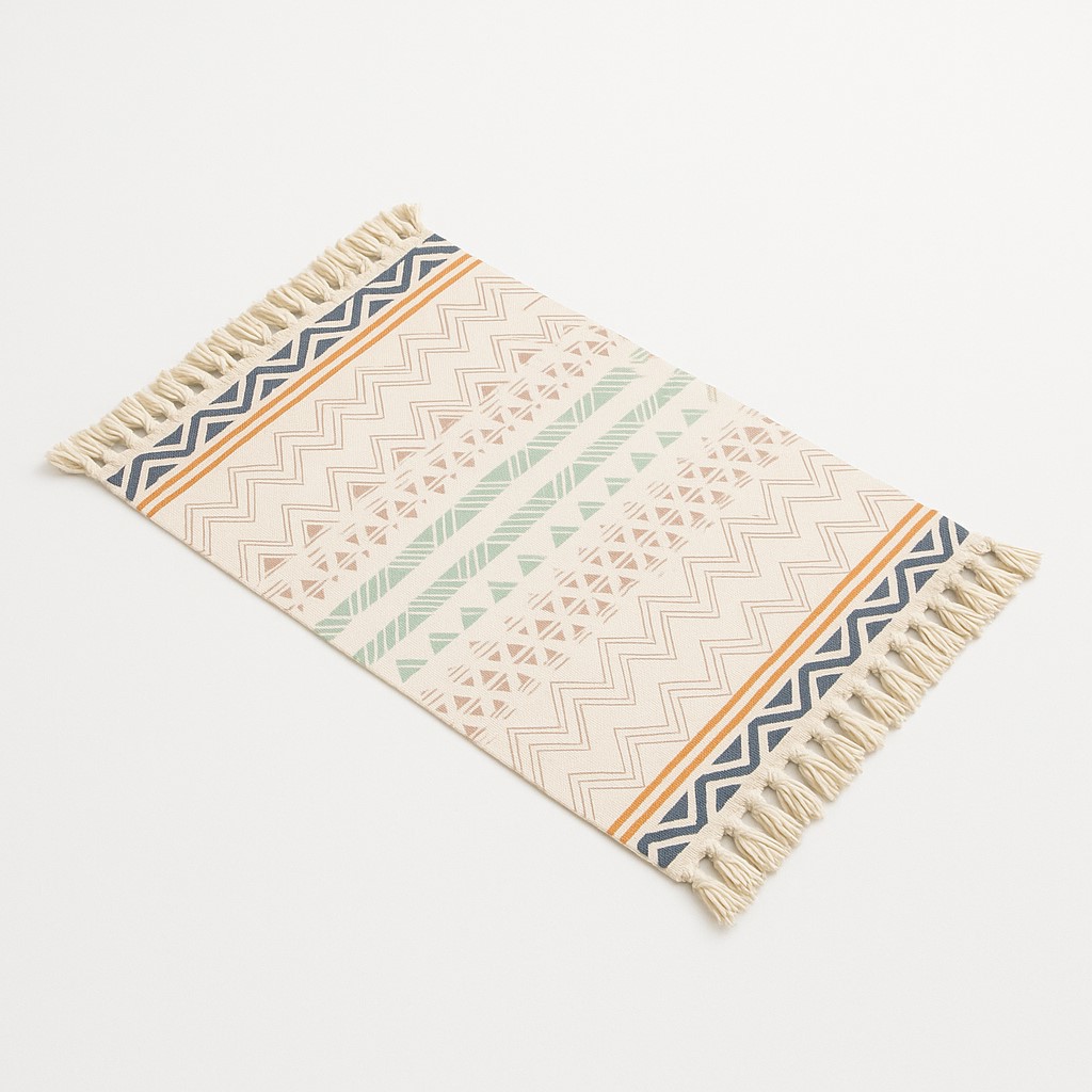 BAJADA DE CAMA 60X90CM DE LINO DISEÑO ELEGANTE ÉTNICO 733 - 1