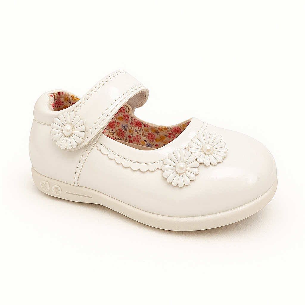 ZAPATO ELEGANTE PARA NIÑA DE CHAROL FIESTAS NAVIDAD BAUTIZOS MODELO EN COLOR BLANCO TALLA 18 7002 - 1