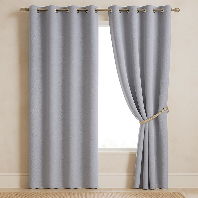 CORTINA BLACKOUT GRIS 2 PAÑOS FORRO NEGRO N°106 - 1