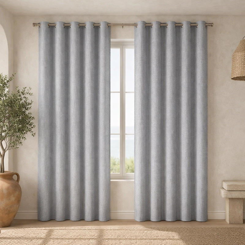 CORTINA BLACKOUT 2 PAÑOS GRIS DECORATIVA FORRO BLANCO N°103 - 1
