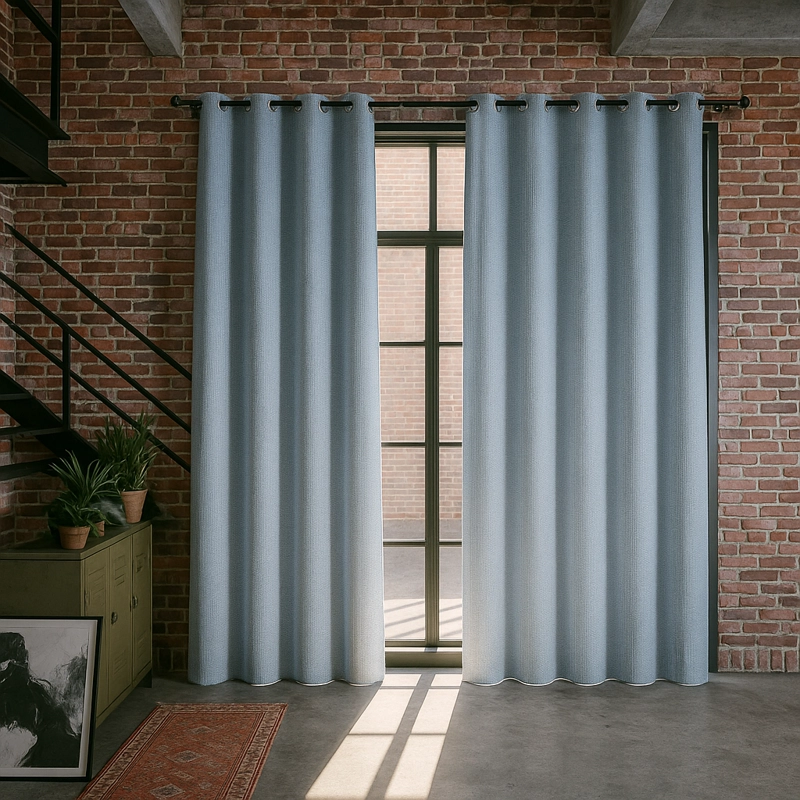CORTINA 2 PAÑOS GRIS DECORATIVA BLACKOUT FORRO BLANCO N°113 - 1