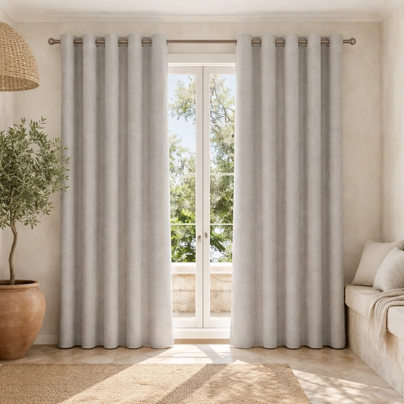 CORTINA BLACKOUT BEIGE CON FORRO NEGRO 2 PAÑOS N°107 - 1