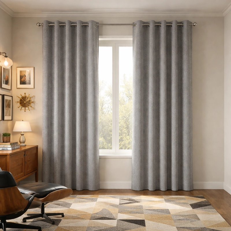 CORTINA DECORATIVA GRIS FORRO BLANCO 2 PAÑOS BLACKOUT N°103 - 1