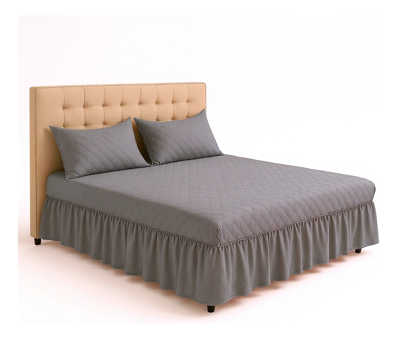 FALDON DE CAMA 1.5 PLAZAS GRIS CON 1 FUNDA INCLUIDA - 2