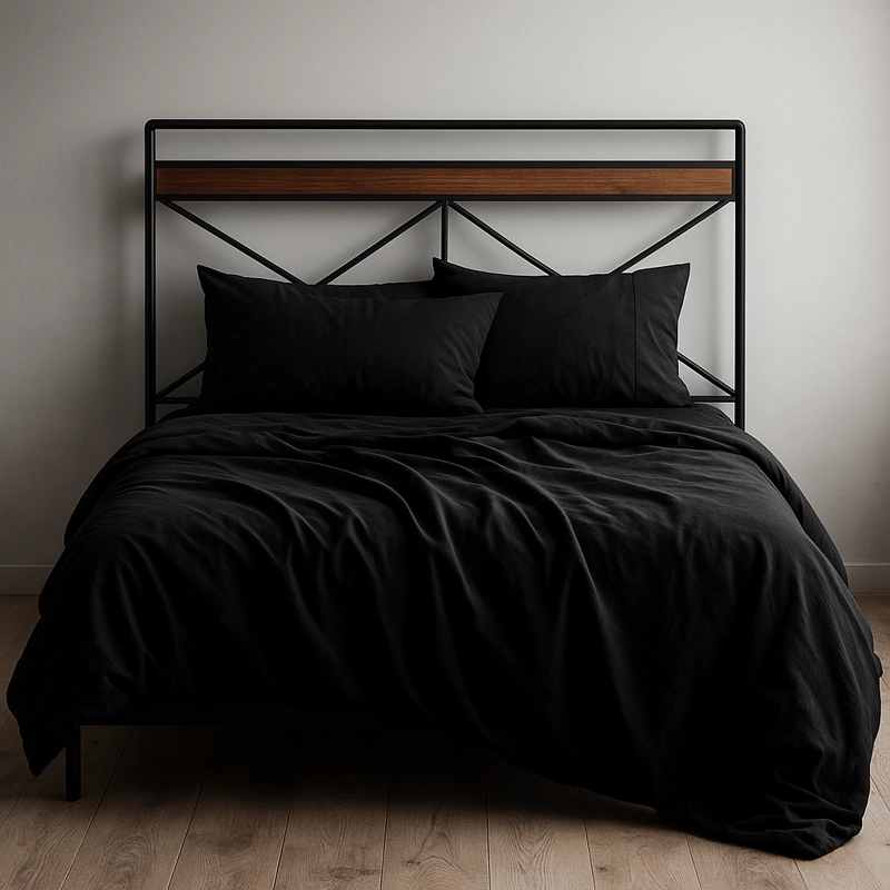 SABANAS NEGRO ELEGANTE 800 HILOS 1.5 PLAZA - 1