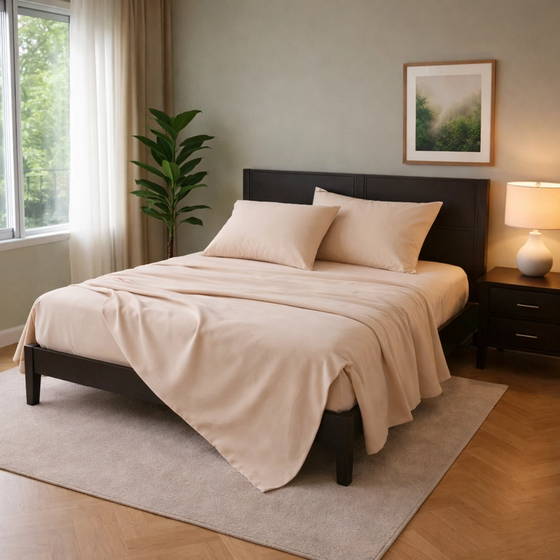 JUEGO DE SABANAS SUAVE BEIGE 800 HILOS 2 PLAZAS - 1