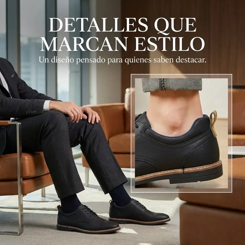ZAPATO NEGRO CASUAL HOMBRE CORDONES ESTILO DERBY 7441 - 2