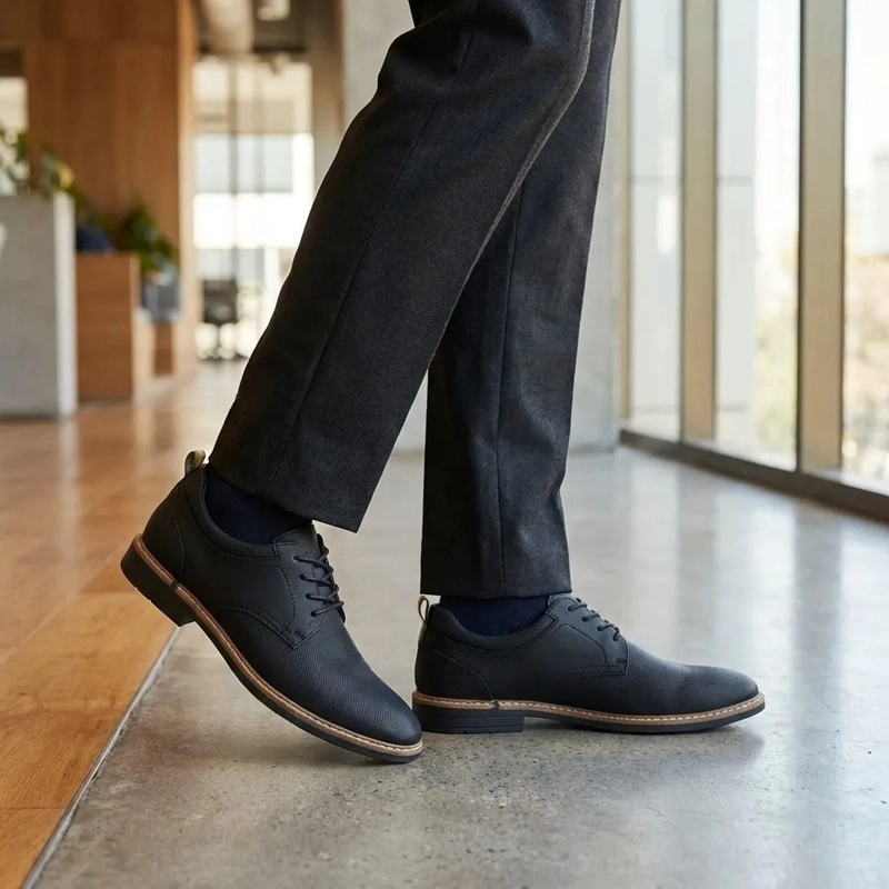 ZAPATO NEGRO CASUAL HOMBRE CORDONES ESTILO DERBY 7441 - 3