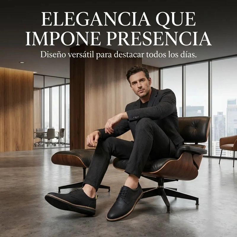 ZAPATO NEGRO CASUAL HOMBRE CORDONES ESTILO DERBY 7441 - 4