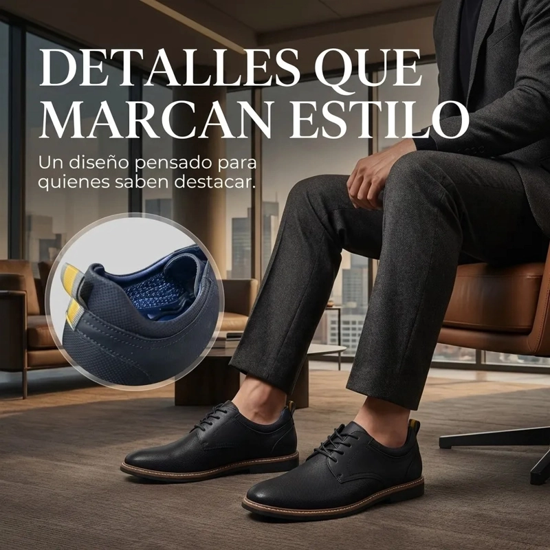 ZAPATO NEGRO CASUAL HOMBRE CORDONES ESTILO DERBY 7441 - 6
