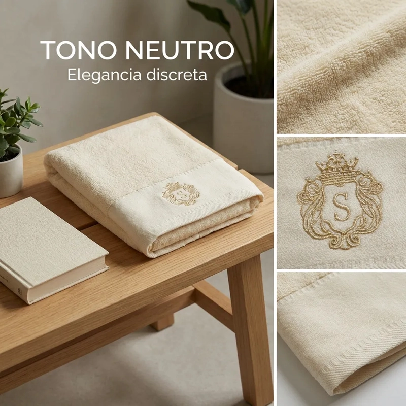 TOALLA ALGODON SIGNATURE CREMA | BORDADA | TOQUE SPA - 4