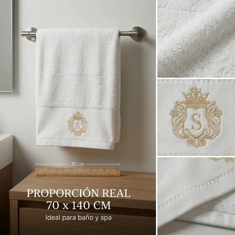 TOALLA ALGODON SIGNATURE BLANCO | BORDADA | ESTILO SPA - 3