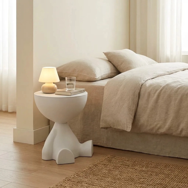 MESA AUXILIAR BLANCA MODERNA DECORATIVA DE 41CM - 2