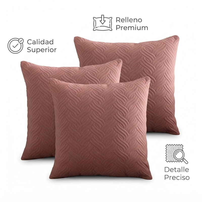 FUNDA DECORATIVA PLUSH ROSA TEXTURIZADA PACK DE 3 046 - 1