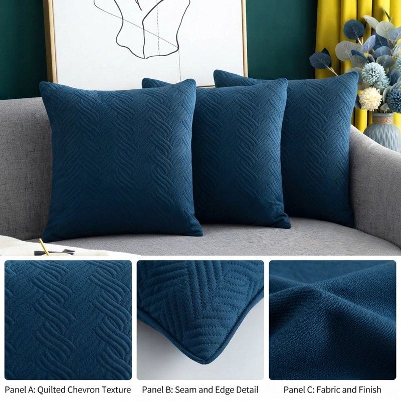 FUNDA DECORATIVA PLUSH AZUL TEXTURIZADA PACK DE 3 046 PARA HOGAR - 1