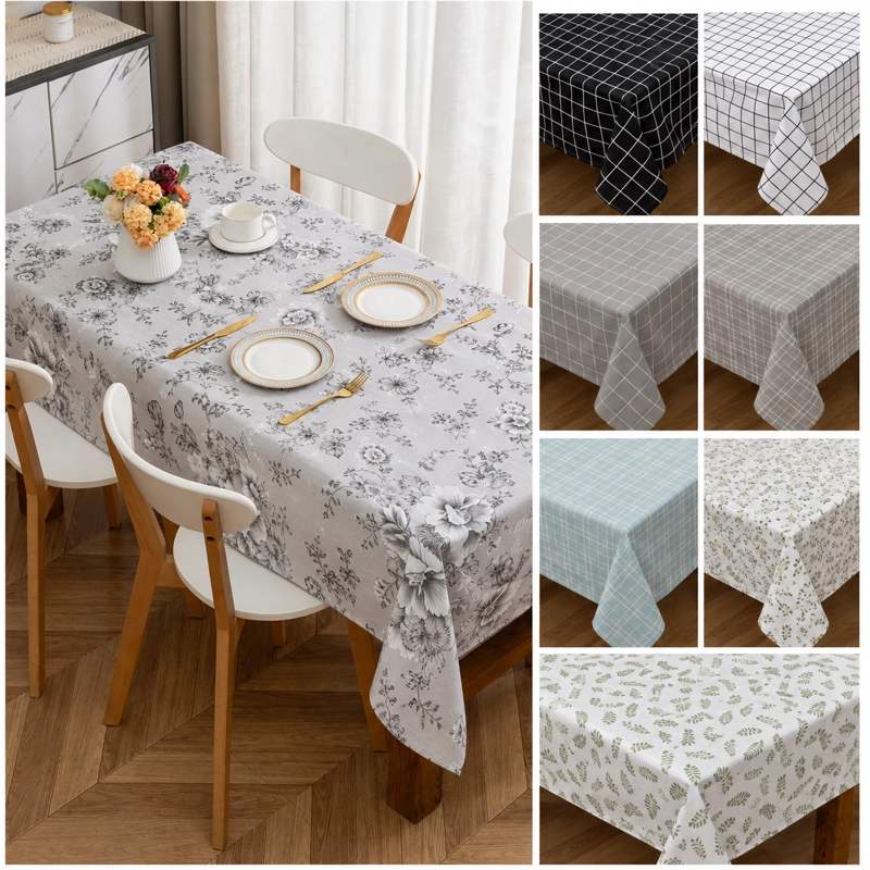 MANTEL GRIS RECTANGULAR DISEÑO FLORAL POLIALGODON 140X220 CM 851 - 9