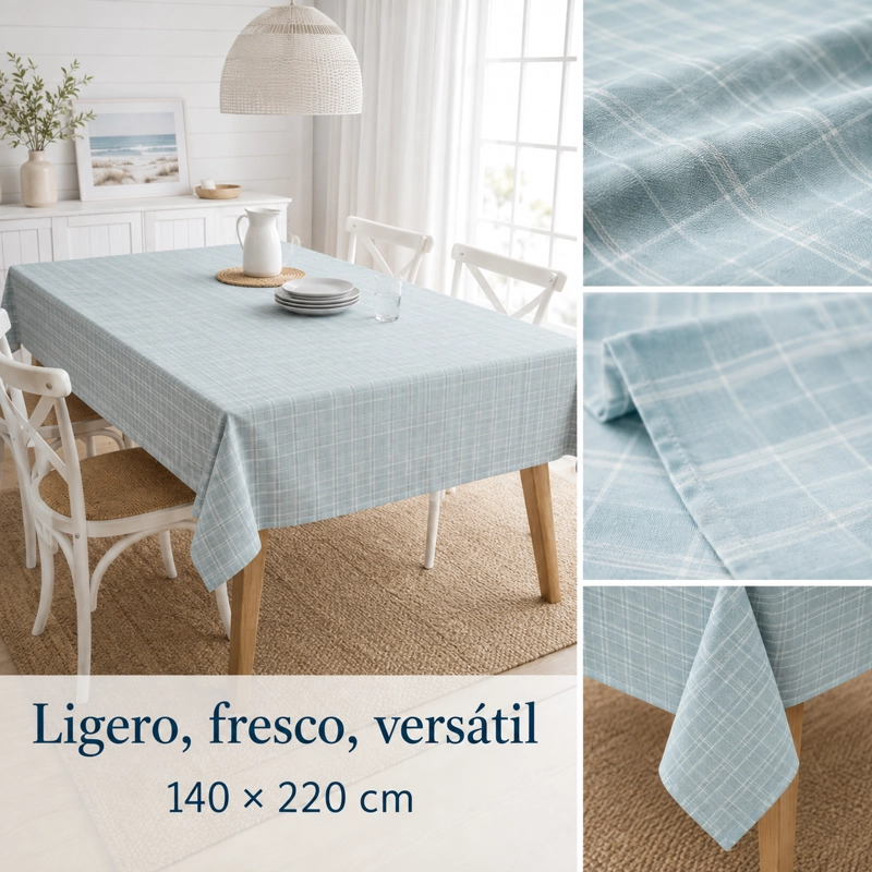 MANTEL DE POLIALGODON CELESTE RECTANGULAR ARMONIA 849 - 6