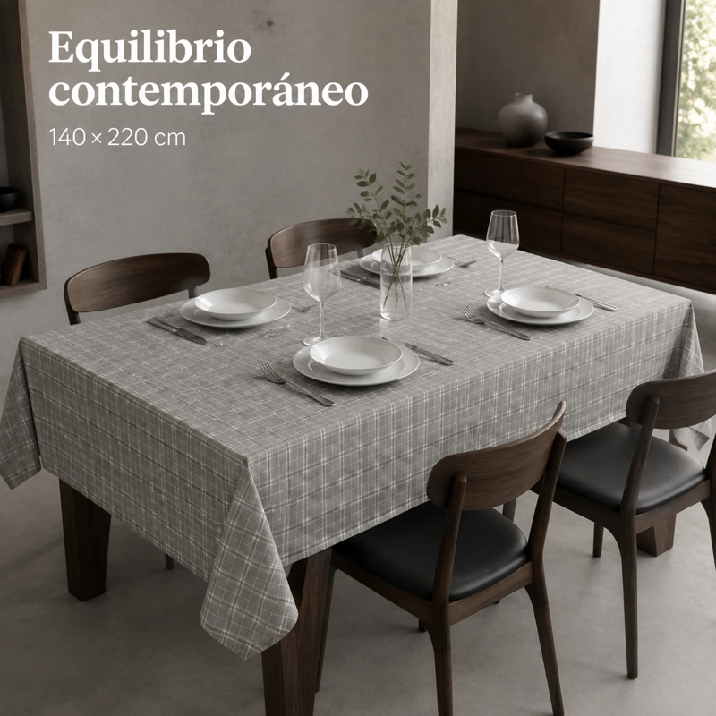 MANTEL GRIS 140X220 CM RECTANGULAR DE MESA MODELO 848 - 2