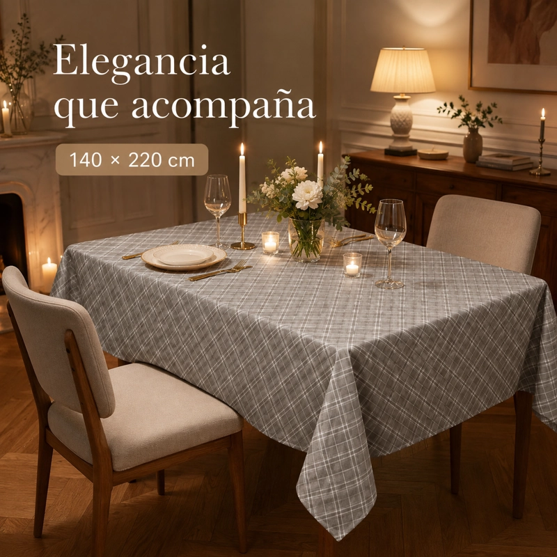 MANTEL RECTANGULAR GRIS 140X220 CM MODELO 848 - 5