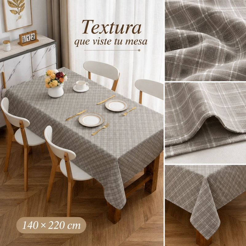 MANTEL RECTANGULAR GRIS 140X220 CM MODELO 848 - 6