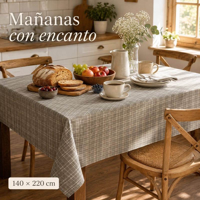 MANTEL DE MESA RECTANGULAR GRIS 140X220 CM 848 - 5
