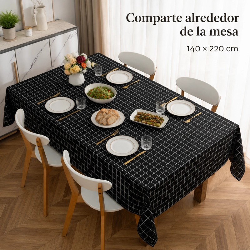 MANTEL ARMONIA POLI-ALGODON RECTANGULAR NEGRO 140X220 CM 845 - 1