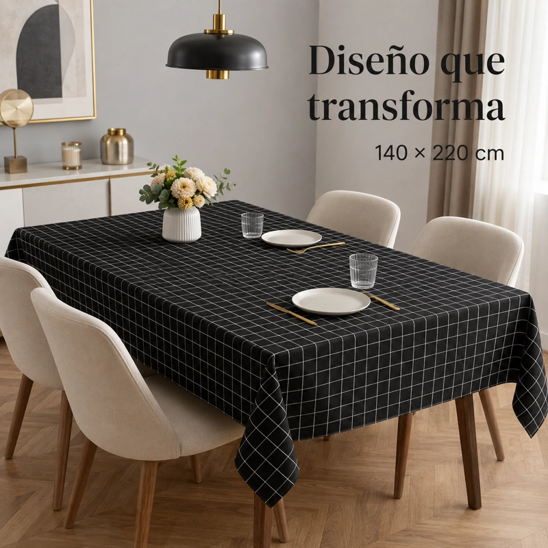 MANTEL ARMONIA RECTANGULAR NEGRO 140X220 CM DE POLI-ALGODON 845 - 3