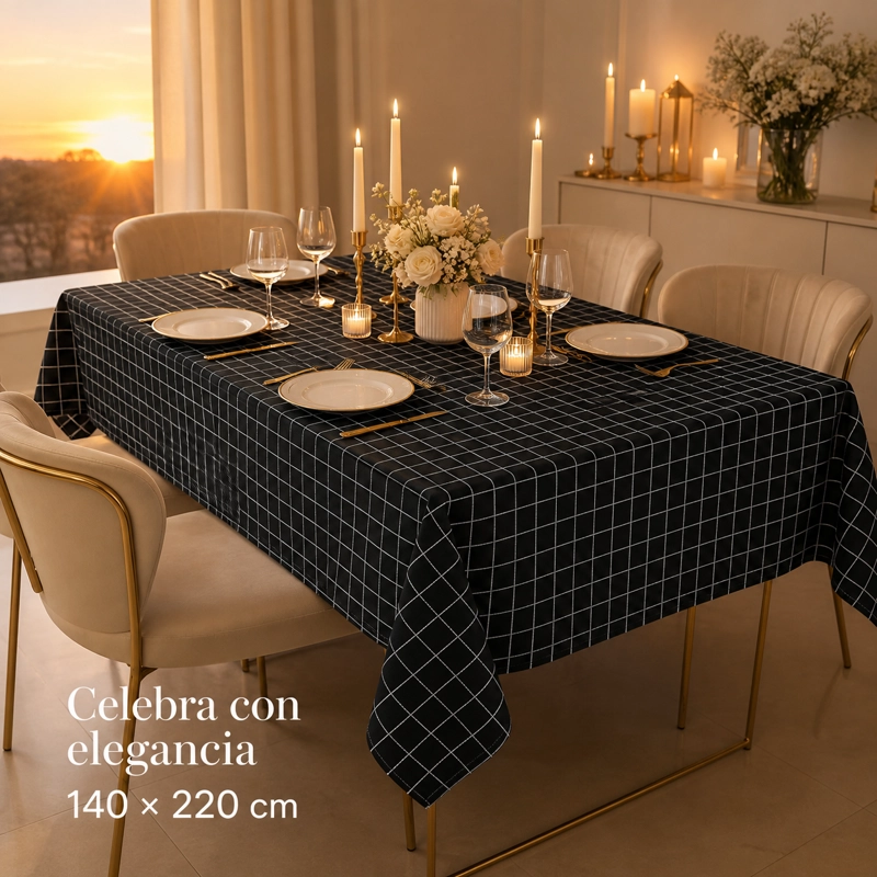 MANTEL POLI-ALGODON NEGRO 140X220 CM RECTANGULAR 1 PIEZA 845 - 5