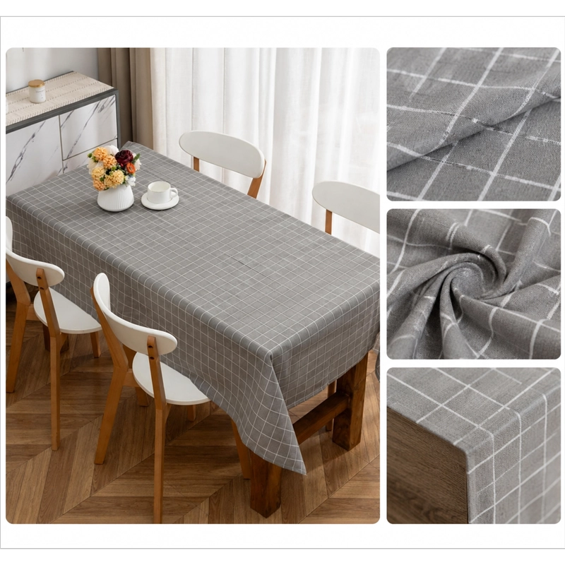 MANTEL RECTANGULAR CUADROS GRIS POLI-ALGODON CALIDAD MODELO 847 - 8