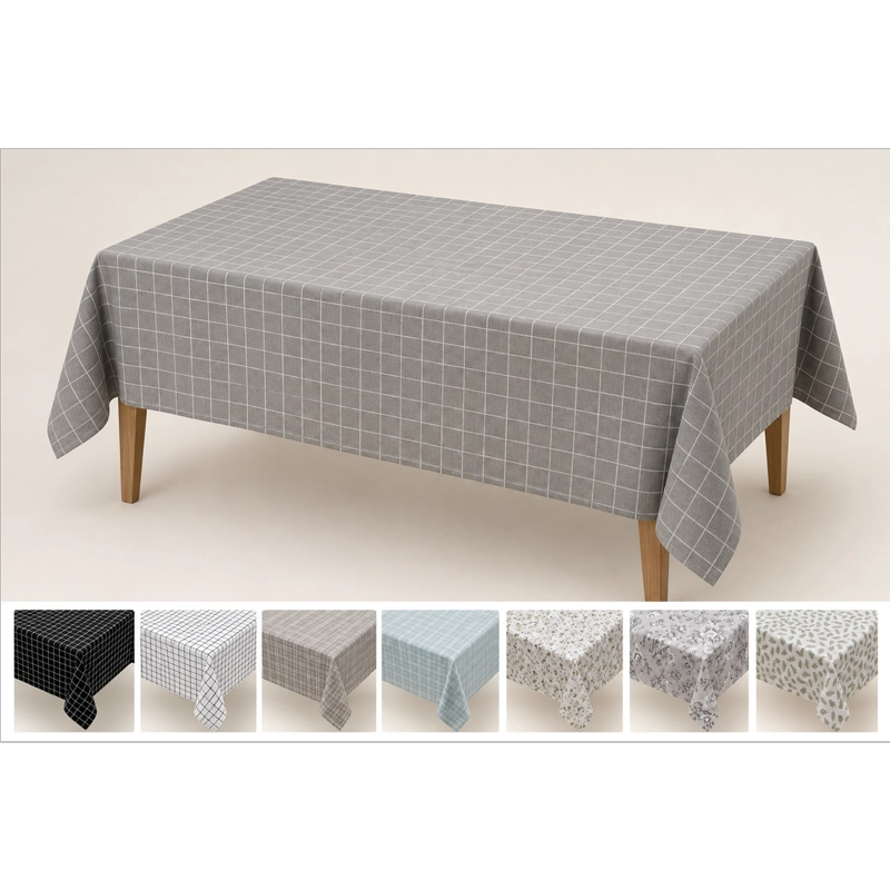 MANTEL RECTANGULAR CUADROS GRIS POLI-ALGODON CALIDAD 847 ELEGANTE - 9