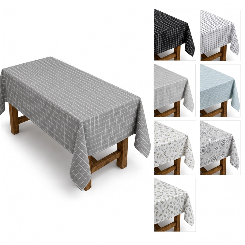 MANTEL RECTANGULAR CUADROS GRIS POLI-ALGODON CALIDAD 847 PARA HOGAR - 10