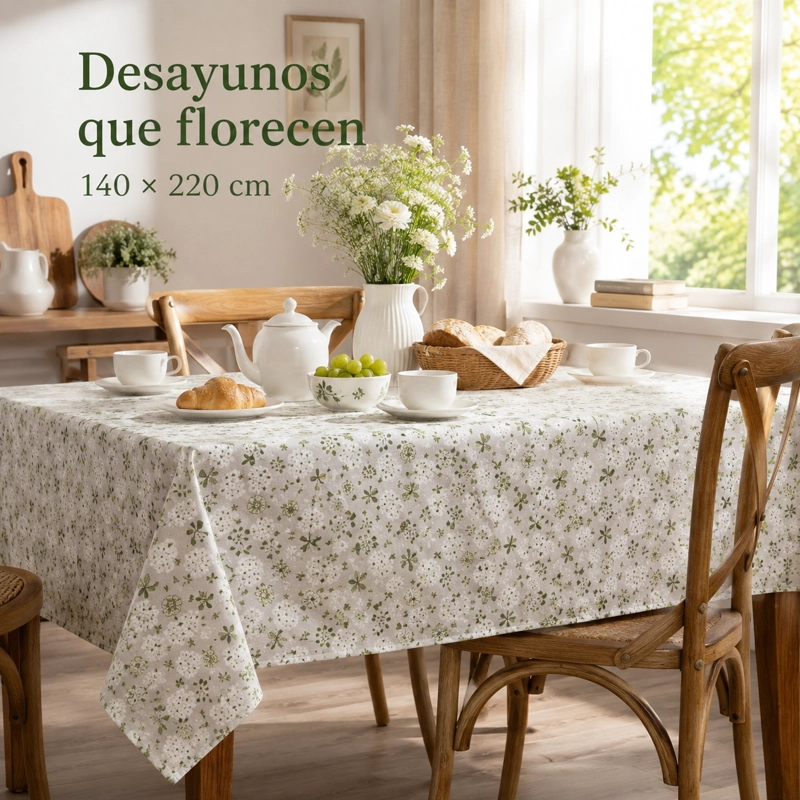 MANTEL DE MESA FLORAL GRIS 140X220 CM RECTANGULAR 850 - 2