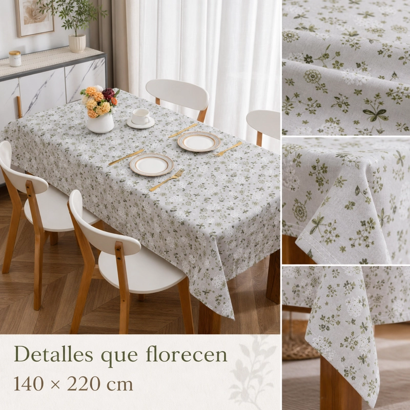 MANTEL DE MESA FLORAL GRIS 140X220 CM RECTANGULAR 850 - 7