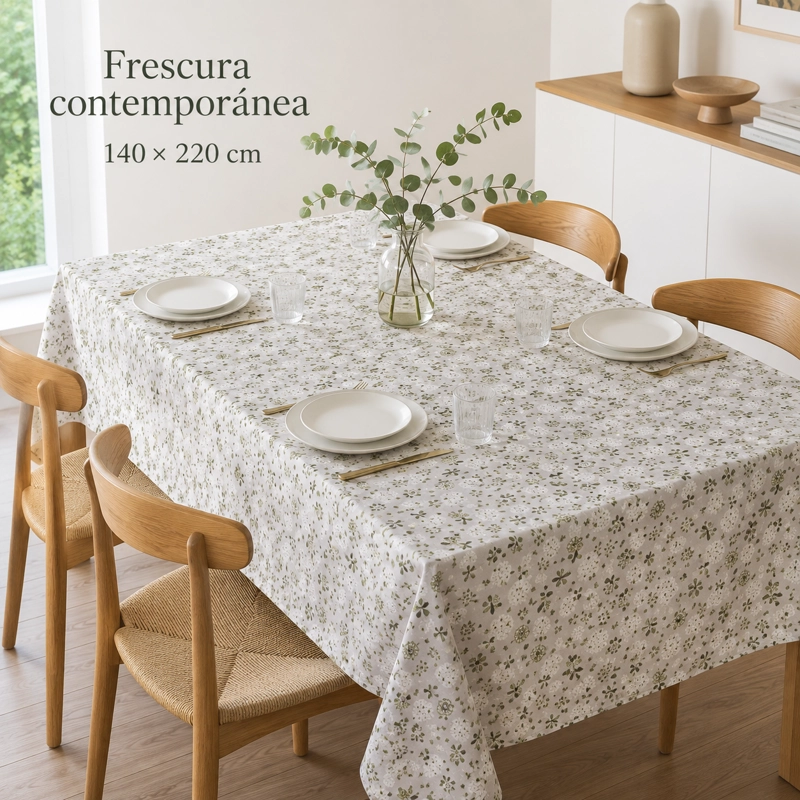 MANTEL GRIS FLORAL RECTANGULAR 140X220 CM MODELO 850 - 3