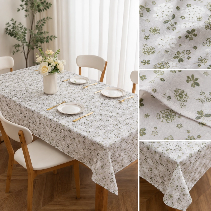 MANTEL RECTANGULAR FLORAL POLI-ALGODON 140X220 CM GRIS 850 - 8