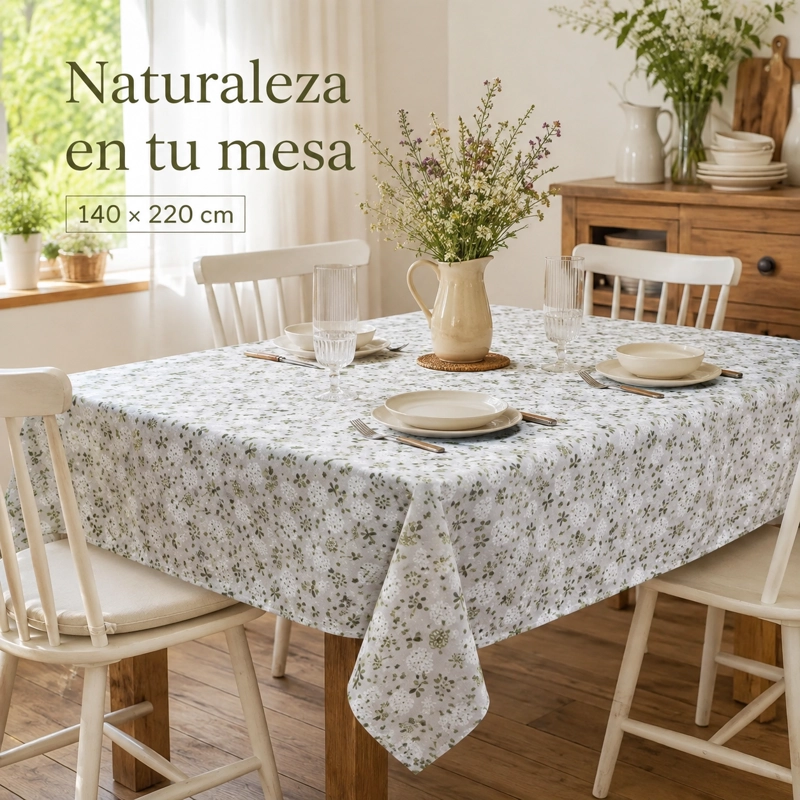 MANTEL RECTANGULAR 140X220 CM GRIS DISEÑO FLORAL MODELO 850 - 2