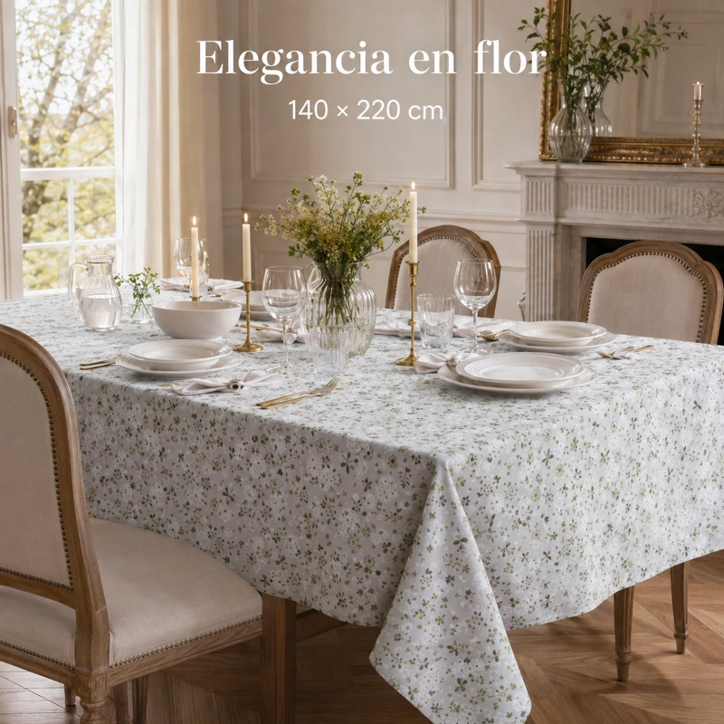 MANTEL FLORAL GRIS 140X220 CM RECTANGULAR MODELO 850 - 3