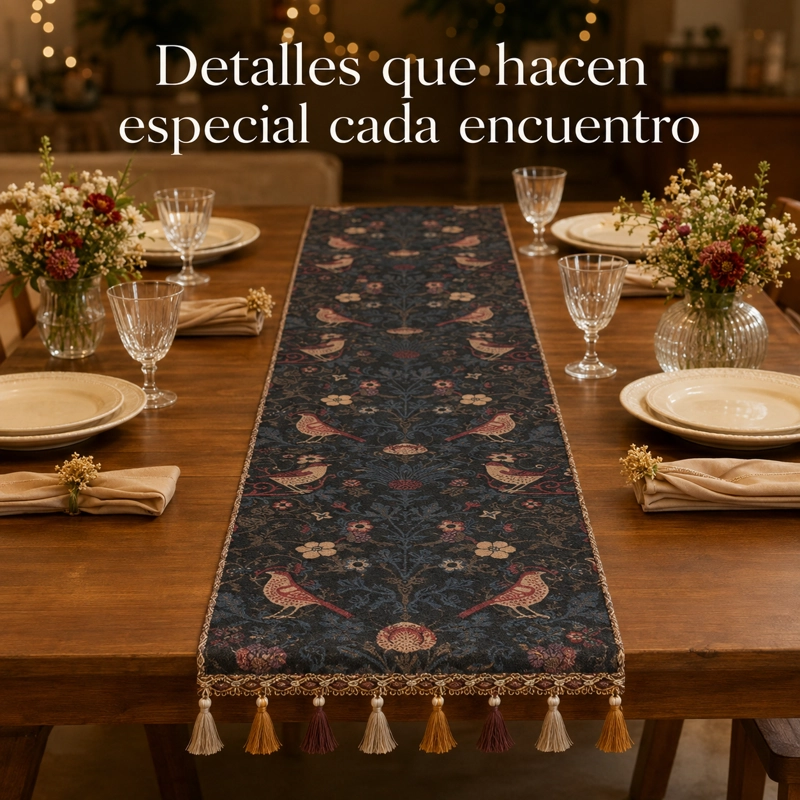 CAMINO DE MESA AZUL ARMONIA 866 RECTANGULAR DE POLIE STER LAVABLE - 1