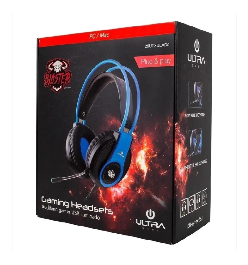 AUDÍFONOS GAMER ULTRA HEADSET BLASTER USB 5.1 RETROILUMINADO - 4