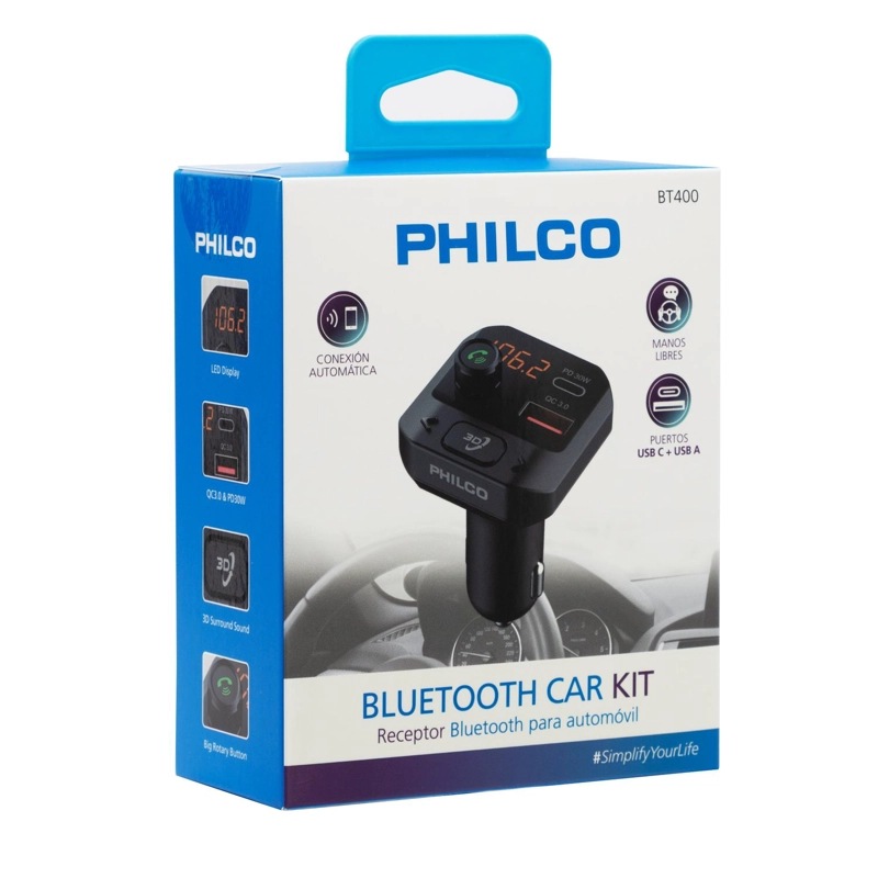 TRANSMISOR BLUETOOTH CAR KIT BT-400 PHILCO - 1