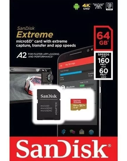 TARJETA DE MEMORIA SANDISK EXTREME CON ADAPTADOR SD 64GB - 2